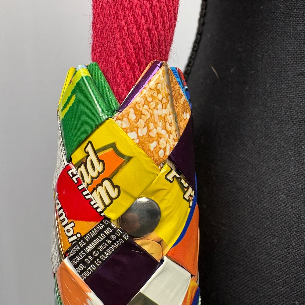 UPCYCLED Handmade Candy Wrapper Multicolored Baguette Bag 90s Y2K - Picture 7 of 16